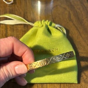 Tory Burch Gold Embossed Bracelet Bangle